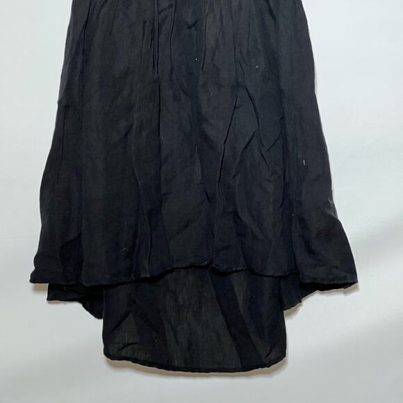 Free People Ruffle Trim Cut Out Erin Mini Dress Black Linen Womens Size XS NWT - Picture 8 of 10